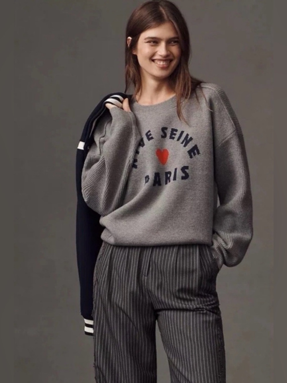 Anthropologie x Maeve Graphic Ribbed-Hem Sweater Size Small NWT